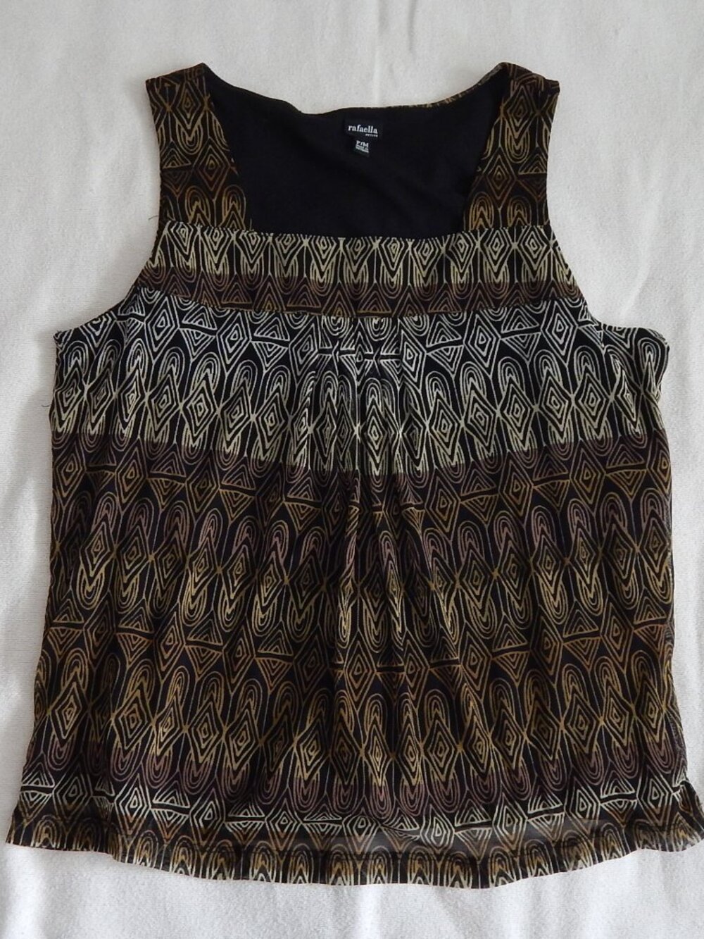 Rafaella Geometric Lined Tank Top - Women's Size Petite Medium Earth Tones